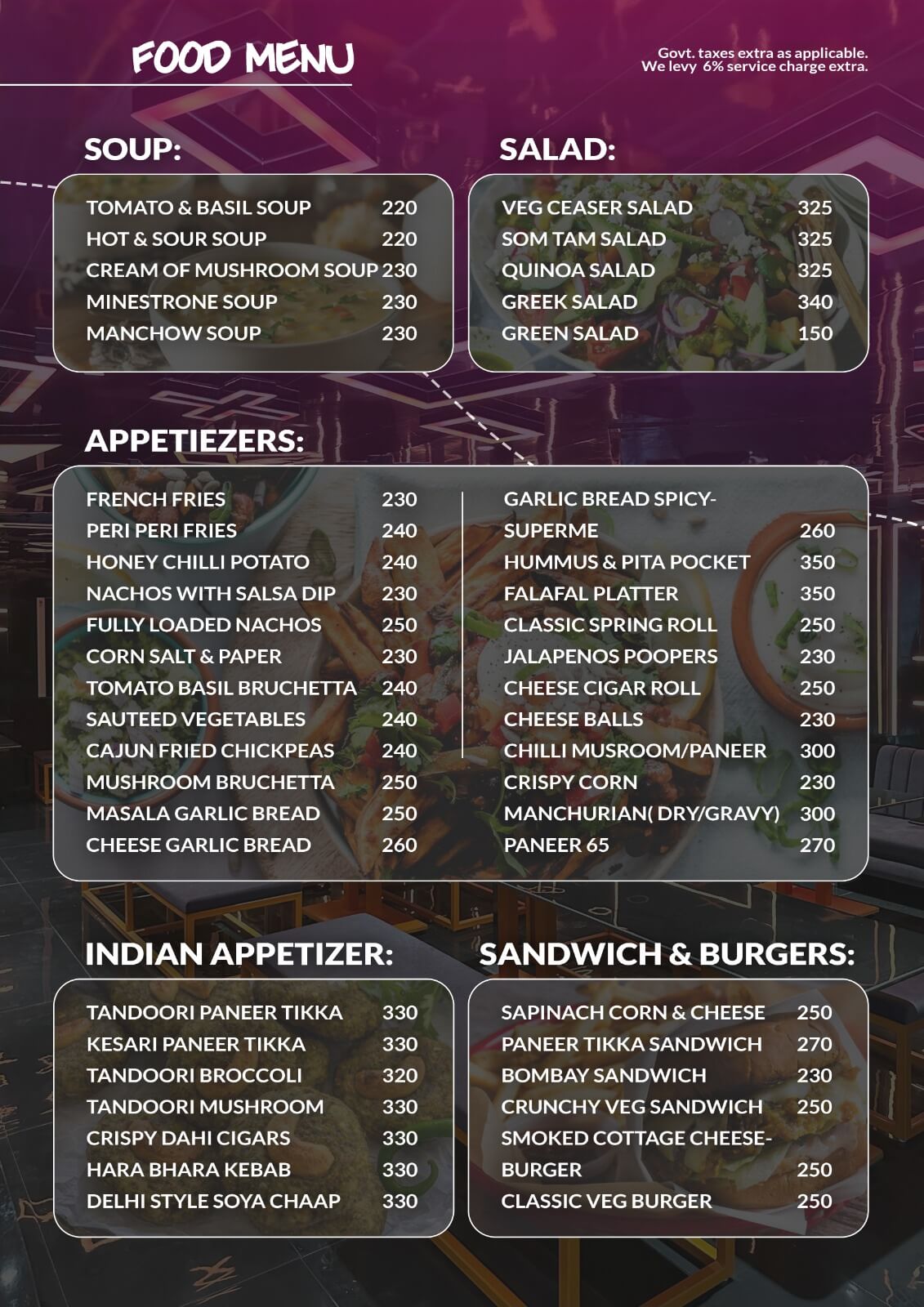 VR Theme Cafe Jaipur food menu 